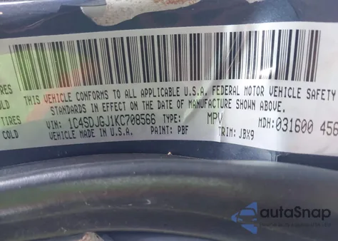 2019 Dodge Durango Srt Awd z USA, uszkodzony, nr VIN 1C4SDJGJ1KC708566